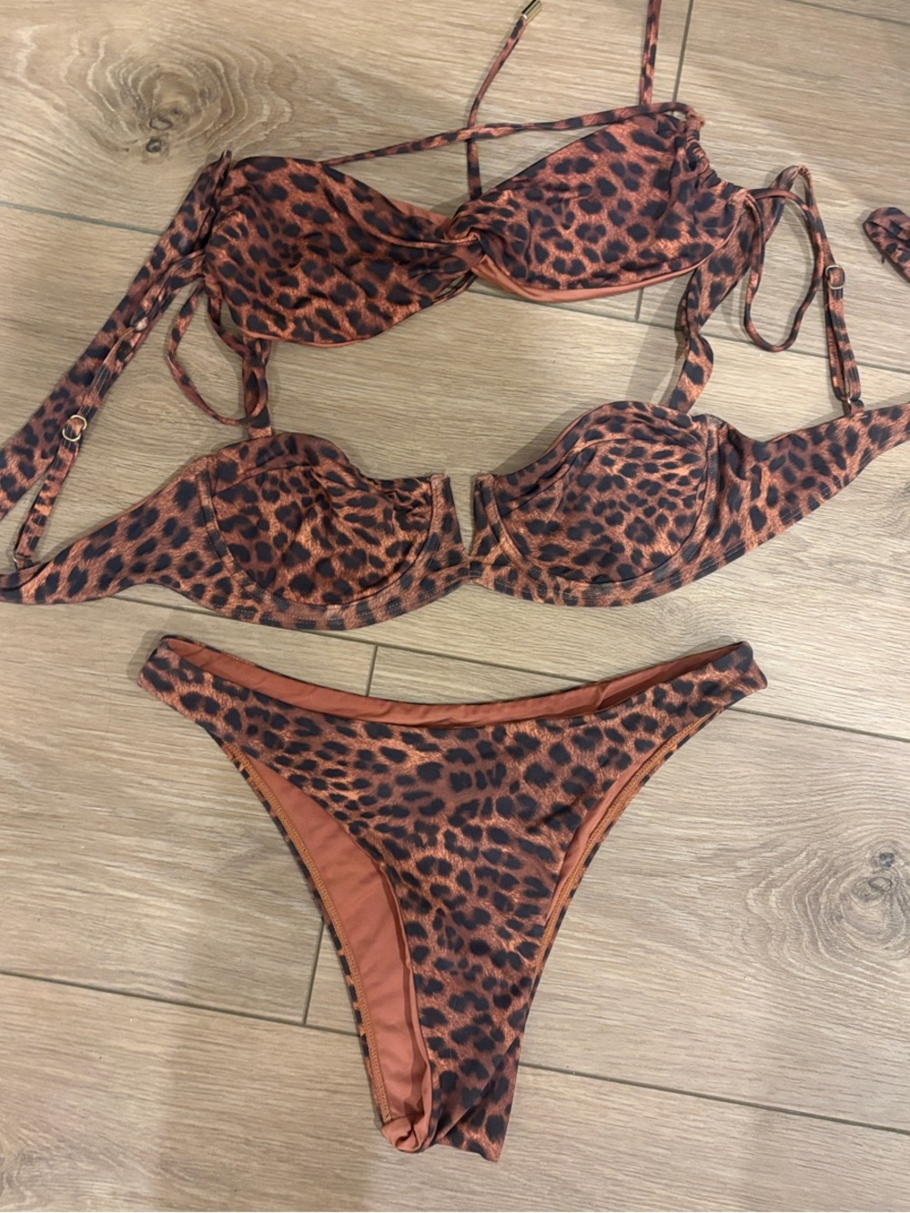 Monday Swimwear Leopard Print Bikini Set - Rust